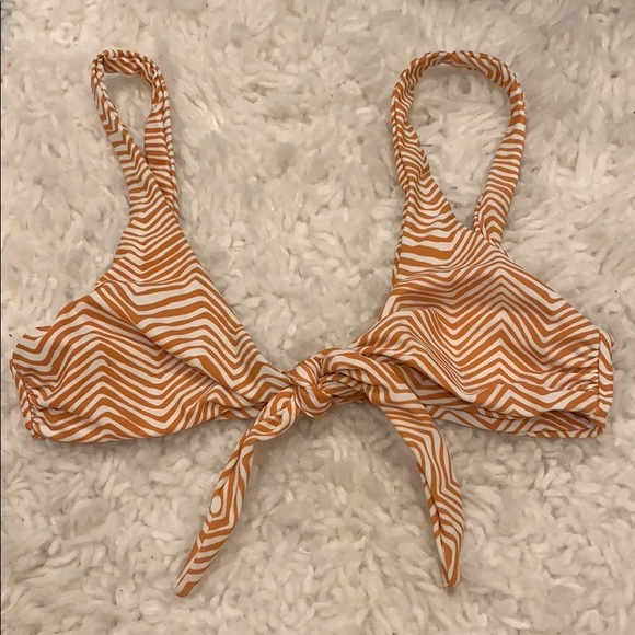 orange and white chevron bikini top - Picture 1 of 2